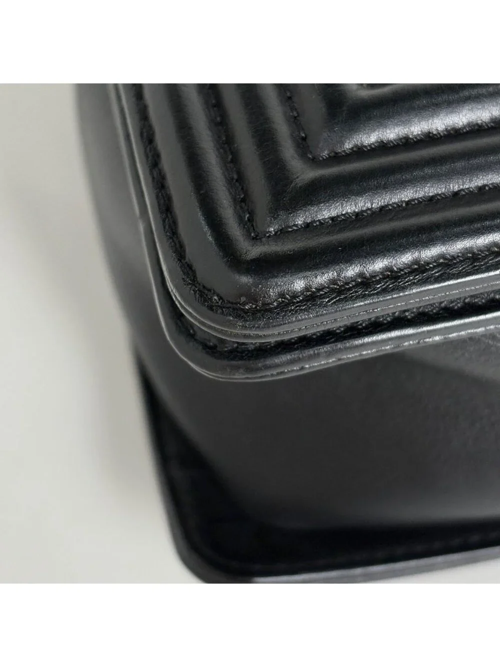 Chanel Shoulder Bag Boy CC Logo Leather Black